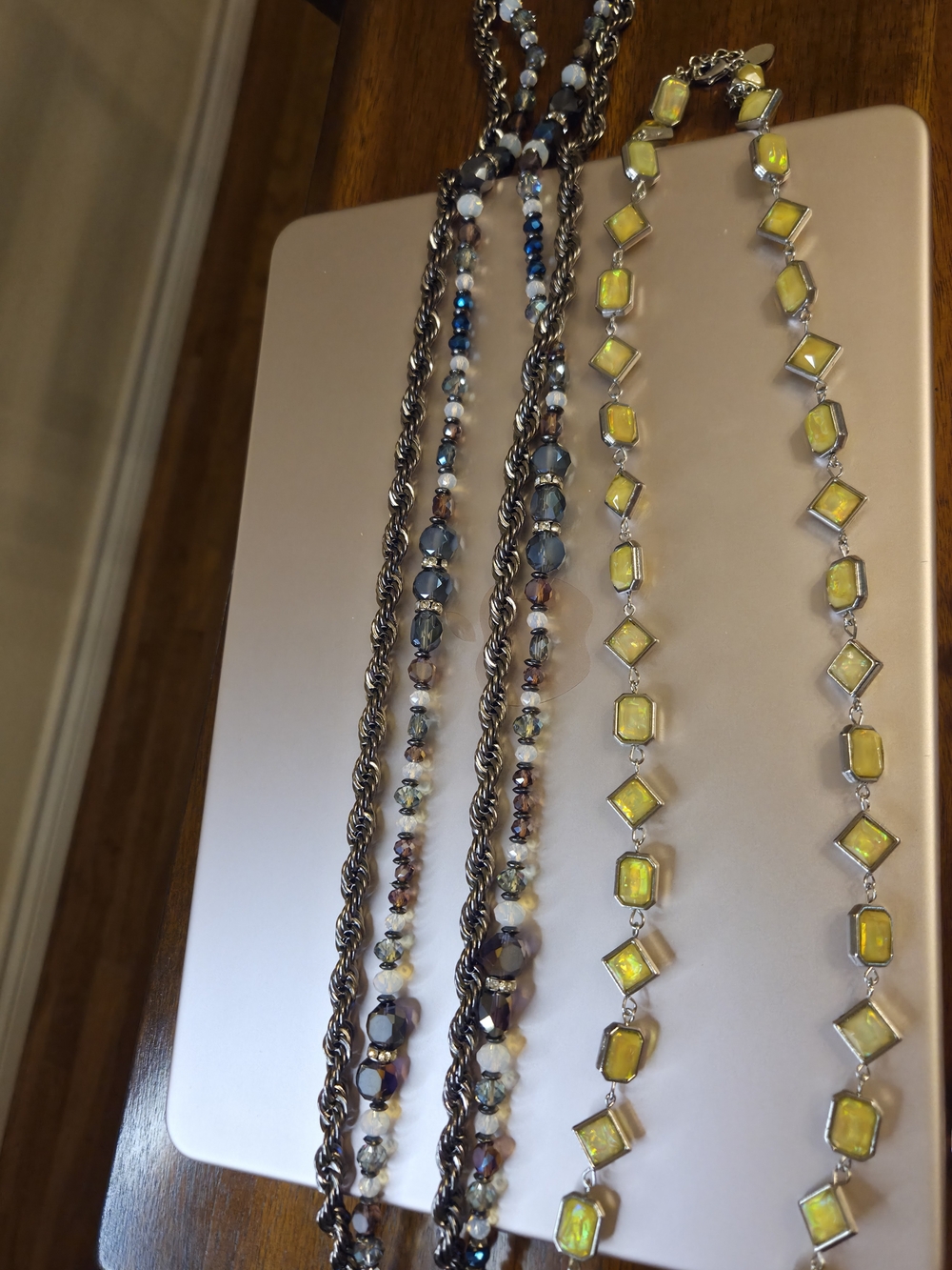 Chamilia Yellow Geometric Glass Station Necklace , Lot of 2 Chamilia Necklaces -